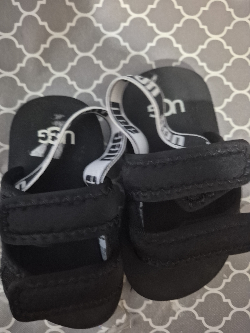 UGG Black Kids Sandals with Branded Heel Strap